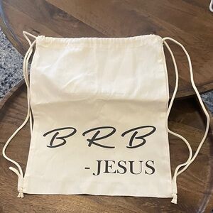 BRB - JESUS Cream canvas Drawstring Backpack